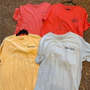 Salt Life Mens Short Sleeve Tees in Coral, Red, Yellow & Light Blue